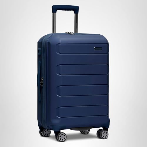 Traveler's Choice Pagosa Hardshell Expandable Luggage with Spinner Wheels, Navy, 22-Inch Carry-on