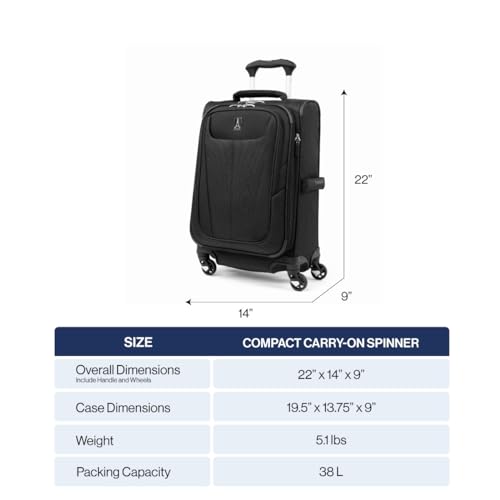 Travelpro Maxlite 5 Softside Expandable Luggage with 4 Spinner Wheels, Lightweight Suitcase, Men and Women
