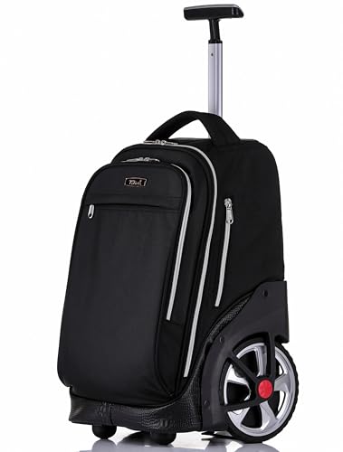 NEW TILAMI 19 inch Rolling Backpack Teens Rolling Backpack Cute Wheeled Laptop Backpack Bookbag Roller Travel Bag College, Black