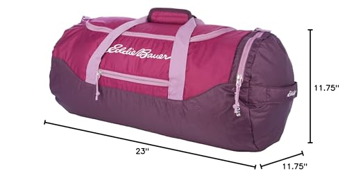Eddie Bauer Stowaway Packable Duffel Bag| Travel | Foldable | Lightweight | Durable | Ripstop Polyester | 23" Length | 45L Capacity - Port Red