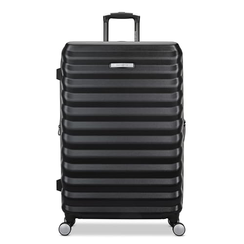 Samsonite Hard-Sided 28-Inch Lightweight Checked Large Expandable Element Suitcase: Durable, 360° Spinner Wheels, Adjustable Telescopic Handle, TSA-Approved Lock - Alpine Black