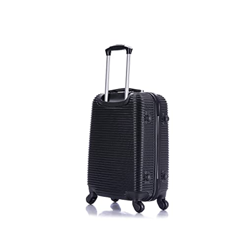 InUSA ROYAL Hardside Luggage with Ergonomic Handles | Spacious Travel Suitcase with Four Spinner Wheels and Studs | 20 Inch Hardside Carry-On Spinner Luggage | Black