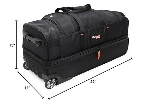 Pathfinder Gear 32 Inch Rolling Drop Bottom Duffel , Black, One Size