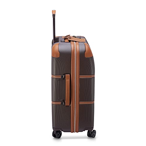 DELSEY PARIS Chatelet Air 2.0 Checked Suitcase 24 Inch Medium, Hardside Polycarbonate Luggage, Dual-Density Spinner Wheels, TSA Lock, Chocolate Brown