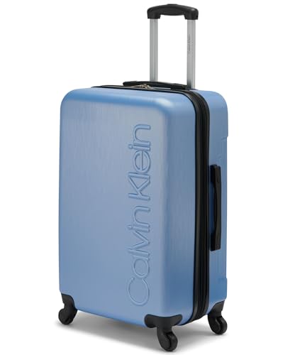 Calvin Klein Women's Hard Side Upright Luggage Spinner Light Weight Suitcase, Forever Blue, Medium