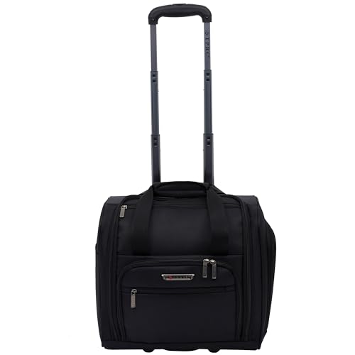 TPRC 15” Underseat Carry-On Luggage Airline Approved Personal Item with USB Charging Port, Black