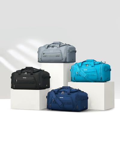 Hanke Duffle Bag for Travel, Dual Expandable 45L-55L Carry On Duffel, 3 In 1 Weekender Tote, Water Resistant Overnight Bag with 15.6" Compartment for Men Women, Black