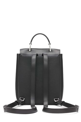 Calvin Klein Clove Triple Compartment Flap Backpack, Black/Silver, One Size
