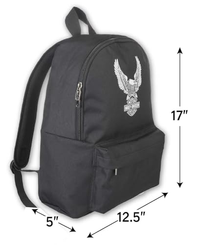 Harley-Davidson Eagle Rugged Graphic Backpack w/Padded Adjustable Straps - Black