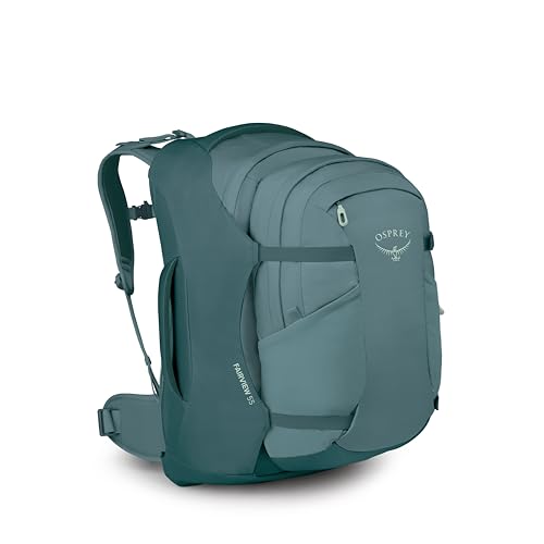 Osprey Fairview 55L Women's Travel Backpack - Carry On Bag with Personal Item Sized Detachable Daypack, Cascade Blue-Torrent Blue