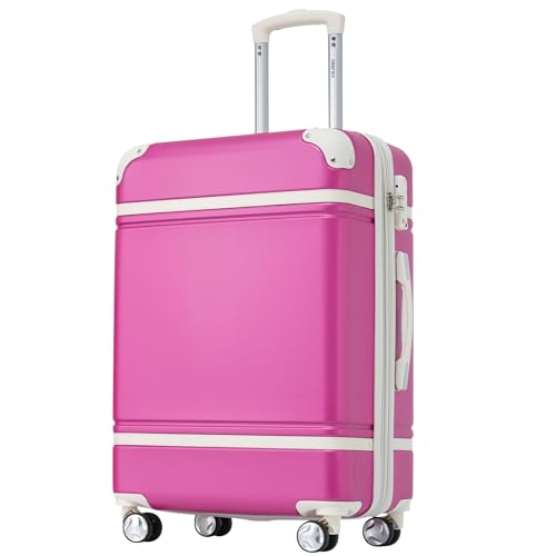 Merax Luggage Sets, Hardshell Luggage Sets 4 Pieces 20"+24"+28" Luggages and Cosmetic Case Spinner Suitcase with TSA Lock Lightweight, Pink