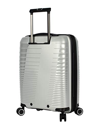 Pathfinder Nova 20 Inch Carry On Luggage Collection - Expandable Scratch Resistant (ABS + PC) Hardside Suitcase - Designer Lightweight Bag with 8-Rolling Spinner Wheels (Silver)