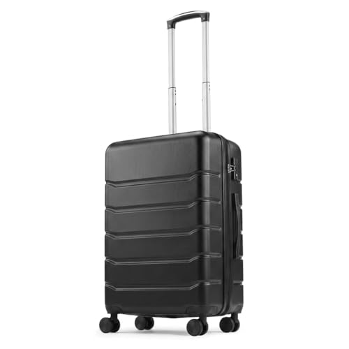 Relyblo 28-Inch Hardside Luggage - Lightweight Expandable Checked Suitcase with TSA Lock and 360 Spinner Wheels, Black