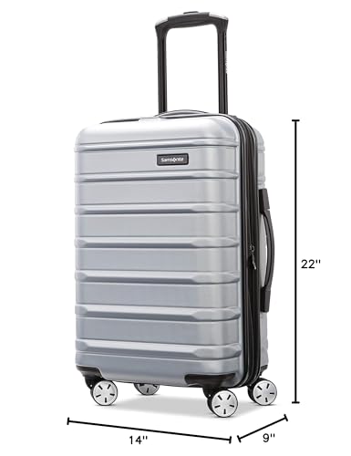 Samsonite Omni 2 Global Carry-On Spinner Luggage - Compact Size For International Travel - Airline-Approved - Features Expandable Polycarbonate Shell, 360° Wheels, USB Power Hub - Silver