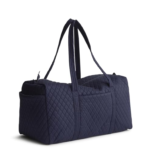 Vera Bradley Women's Premium Cotton Large Original Duffel Bag – Carry On Weekender Travel & Gym Bag – Peacoat, 58L