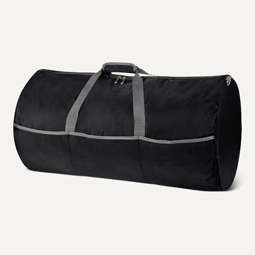 Amazon Essentials Extra Large Foldable Nylon Duffel Bag for Travel/Storage with Zippered Pockets, 32.4", 150L, 50-LBS Capacity, Black (Previously Amazon Basics)