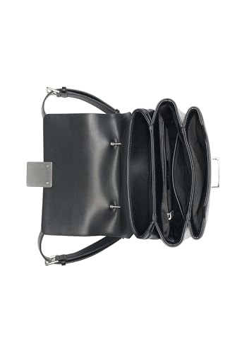 Calvin Klein Clove Triple Compartment Flap Backpack, Black/Silver, One Size