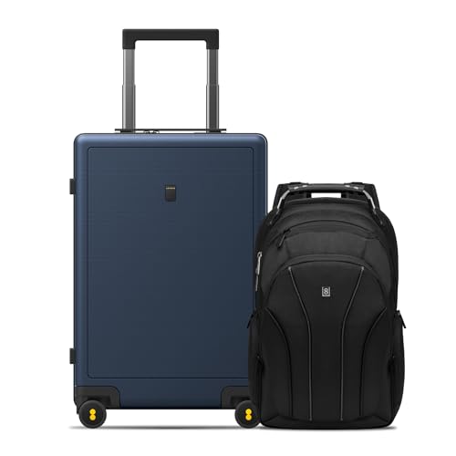 LEVEL8 Luminous Carry On Luggage 20" Inch with Laptop Backpack-Blue