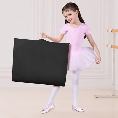 Univivi Dance Costume Bags Garment Bag 40 Inch Hanging Clothes for Dance Competitions, with 3 Medium Clear Zipper Pockets for Dance Costumes, Closet Storage (Black) - 4 Pack