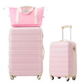 Merax 2 Piece Hardshell Luggage Set, 20”+28” Lightweight Suitcase with TSA Lock and a Travel Bag, Expandable Luggage with Spinner Wheels, Light Pink
