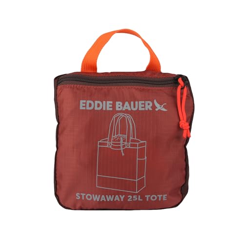 Eddie Bauer Stowaway Packable Tote Bag | Reusable | Travel | Lightweight | Compact | Foldable | Large Capacity | Ripstop Nylon | 25L - Maroon