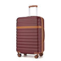 Kono Medium Sized Checked Luggage, 24 Inch Expandable with Spinner Wheels, TSA Lock, ABS + PC Lightweight Travel Suitcase with Larger Capacity and Lighter Weight, Burgundy