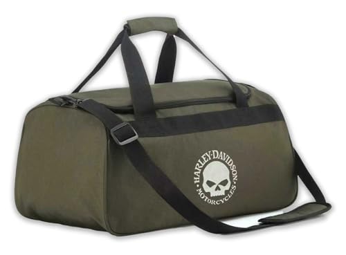 Harley-Davidson Willie G Skull Graphic Rugged Duffel Bag, Army Green