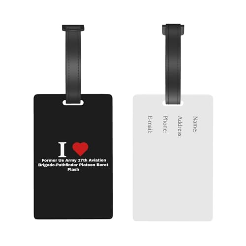 I Love Former Us Army 17th Aviation Brigade-Pathfinder Platoon Beret Flash Luggage Tags for Suitcases Travel Tags ID Labels for Women Men Travel Bag Luggage Accessories