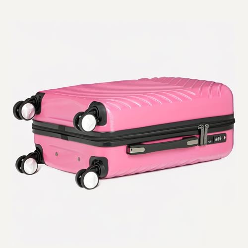 Amazon Basics 21" Hardside Carry-On Luggage with TSA Lock, Expandable, Scratch-Resistant Geometric Surface, Organized Interior, 4 Multi-directional Spinner Wheels, Pink
