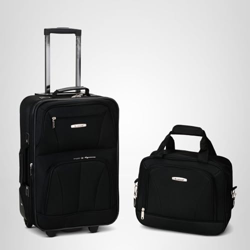 Rockland Fashion Softside Upright Luggage Set, Expandable, Black, 2-Piece (14/19)