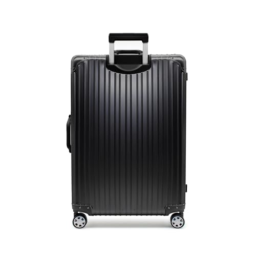 Gabbiano All-Aluminum Luggage Set, 2-Piece Zipperless Suitcase (20” Carry-On + 30” Large) – Aluminum-Magnesium Hardside Spinner with TSA Latch Locks, 22x14x9 (Black, Large 30")