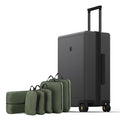 LEVEL8 Luminous 24 Inch Checked Luggage with 6 Set Packing Cubes