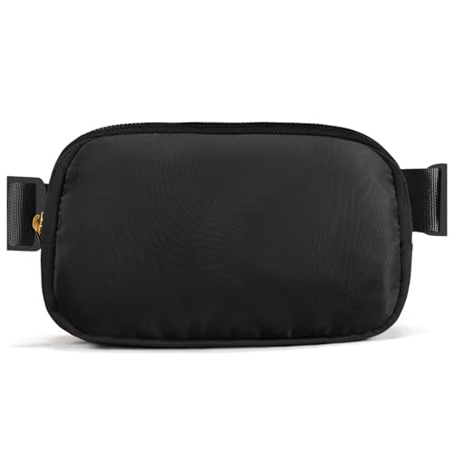 Cwualo Belt Bag Zipper Fanny Pack Crossbody Bags for Women,Fashion Waist Packs, Water Repellent Two Way wear with Adjustable Strap Gifts for Teenage Girls Women Men(Black)