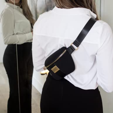 BADGLEY MISCHKA Sage Scuba and Vegan Leather Belt Bag | Fanny Pack | Sling (Burgundy)