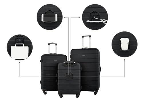 Wrangler Smart Spinner Hardside Luggage, 3 Piece Set, Black