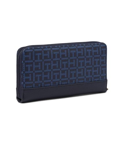 Tommy Hilfiger Jaclyn II Zip Around Wallet Coated Square Monogram Tommy Navy/Charcoal Blue One Size