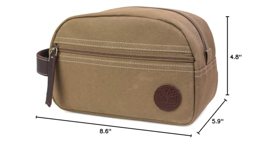 Timberland Men's Toiletry Bag Canvas Travel Kit Organizer, Khaki, One Size