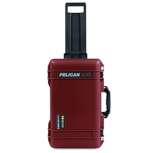 Oxblood Pelican 1535 Air case, with Black Handles & latches. Comes Empty & with Wheels.