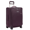 Briggs & Riley 24 Inch Compact Checked Suitcase Luggage with Wheels - Zipperless Compression Expansion System, 360 Spinner, Flat Packing Interior, Accessible Front Pocket - Baseline Collection - Plum