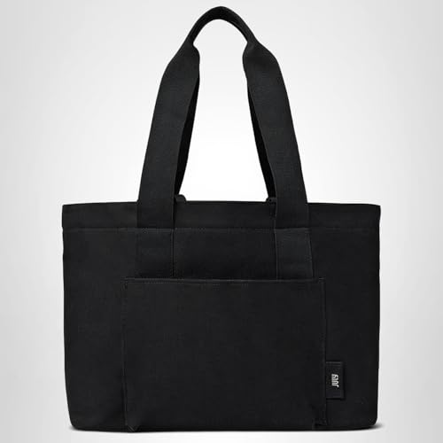 July Everyday Large Tote Bag for Women with Laptop Sleeve, Pass-Through Band, Luggage Sleeve, Drink Bottle Holder, Simple Modern Tote Bag for Travel, Work, Commute & Daily Use - 22L - Black