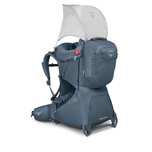 Osprey Poco Premium Child Carrier Backpack - Adjustable Travel Baby Seat with Sunshade - Hiking Carrier for Toddlers, Tidal Blue
