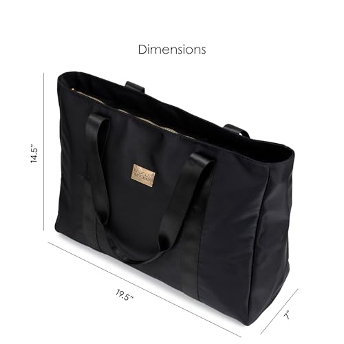 BADGLEY MISCHKA Uncomplicated Nylon Weekender Travel Bag with Sage Neoprene Crossbody Belt Bag, Lightweight Duffel Tote Set for Women, Carry On Overnight Bag (Black)