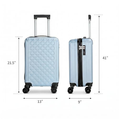 AGVOTK 20 Inch Carry On Luggage, Lightweight Hard Shell ABS Suitcase with TSA Lock and Double Spinner Wheels, Rolling Suitcase for Travel (LXG-Blue, 20" carry on)