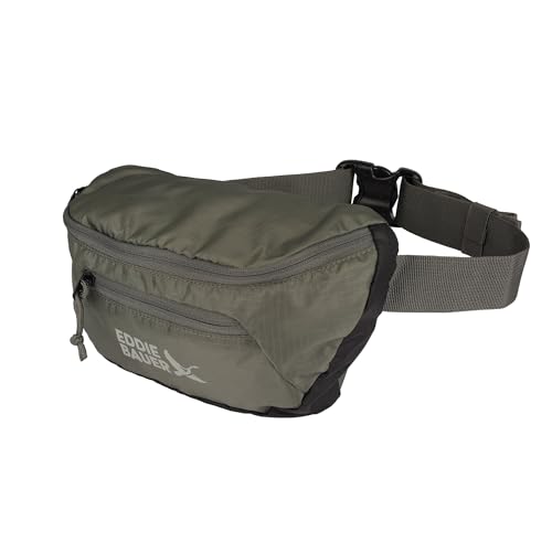 Eddie Bauer Stowaway Packable Waistpack | Sling | Fanny Pack | Travel | Foldable | Lightweight | Outdoor | 1L Ripstop Polyester - Spruce Green