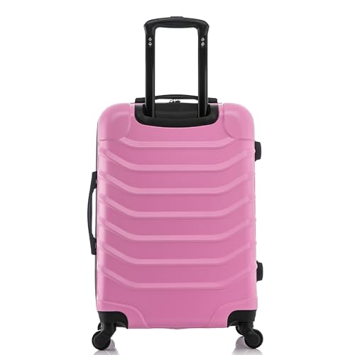 InUSA ENDURANCE Luggage with Spinner Wheels | Durable Lightweight Hardside Suitcase, Spacious Travel Bag with Handle and Trolley | 24-Inch Medium Checked Luggage | Pink
