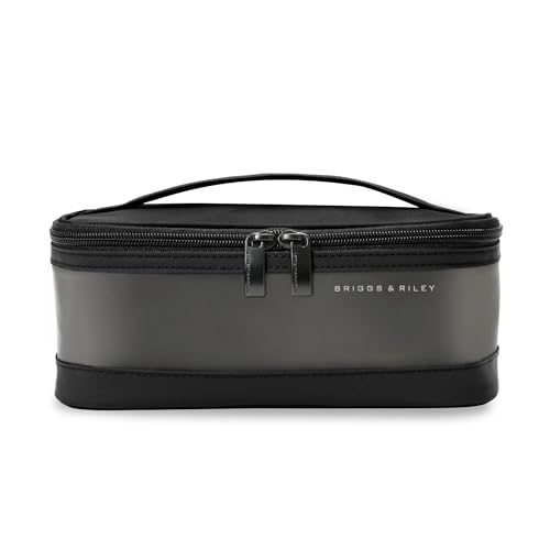 Briggs & Riley Travel Essentials Translucent Case - Toiletry Bag for Women & Men, Organizer for Bathroom Accessories, Makeup, & Skincare, Dopp Kit for Vacation - Baseline Collection, Black