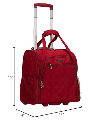 Rockland Melrose Upright Wheeled Underseater Carry-On Luggage, Red
