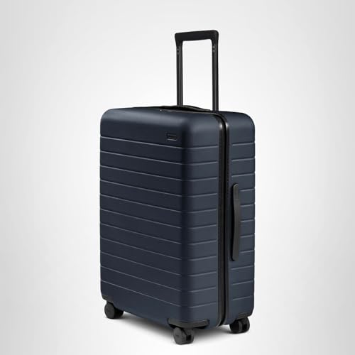 Away Medium Checked Luggage - 26-Inch Lightweight Hardside Suitcase with Custom WhisperGlide 360° Wheels, Interior Compression System, TSA-Accepted Lock - Navy Blue