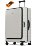 CENSIEN Checked Luggage, 28 Inch Luggage with Spinner Wheels, Large Suitcase with Lightweight PC Hard Shell, Aluminum Frame, Top Opening, YKK Zipper, TSA Lock (White, 1PC)