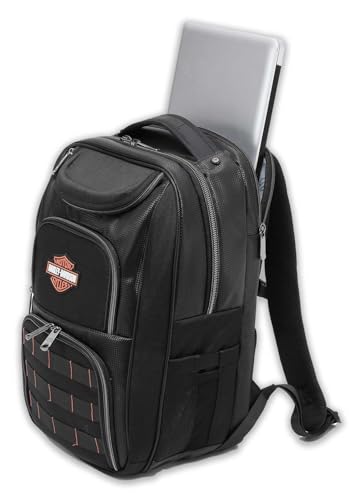 Harley-Davidson Storm 3D Rubber Bar & Shield Logo Rugged Backpack, Black